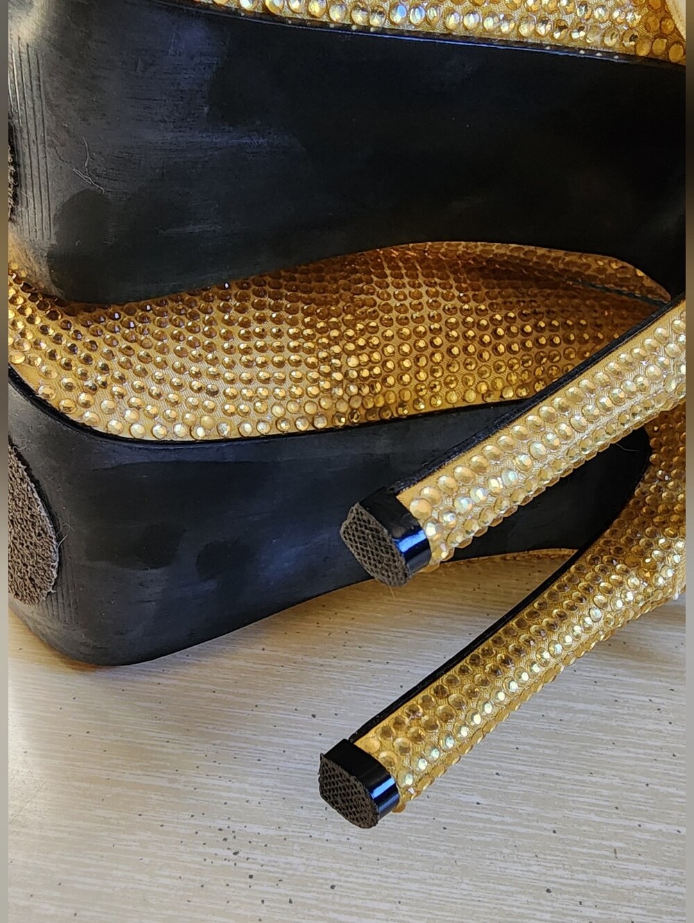 Bordello Gold Rhinestone Heels - Picture 6 of 7